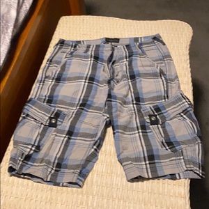 Helix navy plaid shorts